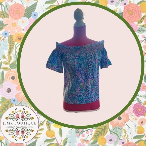 🦩🌴🦩👚Leanne Off-The-Shoulder Linen Top in Lilac Rose We Mermaid👚🦩🌴🦩 - Picture 2 of 11